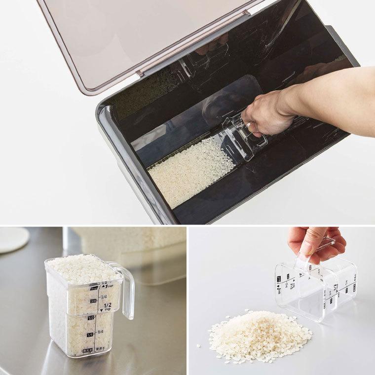 山崎実業 密閉米びつ 10kg＆ブレットケース tower ｜ 密閉米びつ タワー 10kg 計量カップ付 ｜ 山崎実業