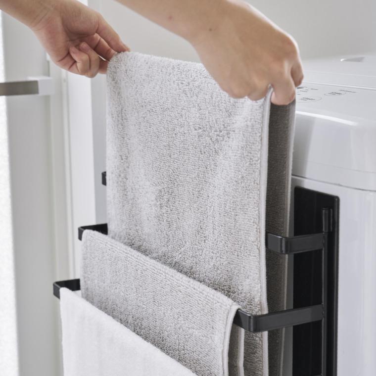 山崎実業 tower 洗濯機前マグネットタオルハンガー タワー 洗濯 公式 3連 ホワイト/ブラック 3796 3797 送料無料 / タオル掛け フェイスタオル バスタオル