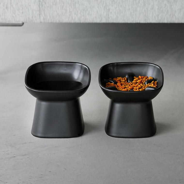 山崎実業 nooks 早食い防止陶器ペットフードボウル ヌークス 斜め H11