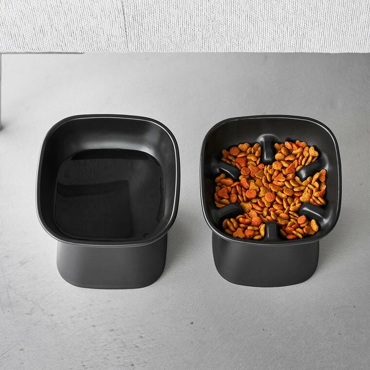 山崎実業 nooks 早食い防止陶器ペットフードボウル ヌークス 斜め H11