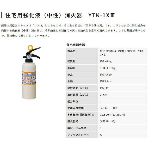 ヤマトプロテック 消火器 住宅用 家庭用 小型 強化液 中性 消化器 YTK