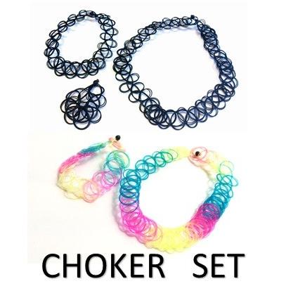 メーカーより直送商品 TATTOO　CHOKER　RAINBOW　＆BLACK　SETタトゥーチョーカー　レインボー＆ブラック｜sonaeparks