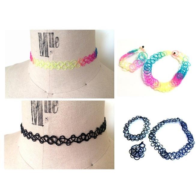 メーカーより直送商品 TATTOO　CHOKER　RAINBOW　＆BLACK　SETタトゥーチョーカー　レインボー＆ブラック｜sonaeparks｜02