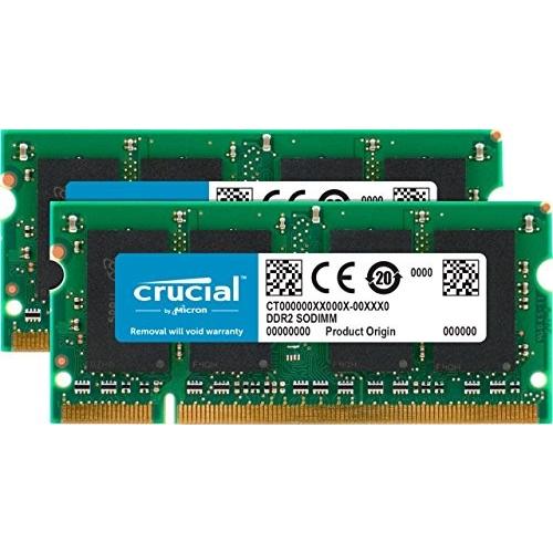 【保存版】 (2GBx2) kit 4GB ノートPC用増設メモリ [Micron純正] Crucial DDR2-800 SODI CL6 (PC2-6400) メモリー