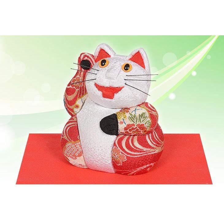 木目込み人形 No.1046-A 【おどけ猫・白赤】 完成品 贈り物 ギフトに