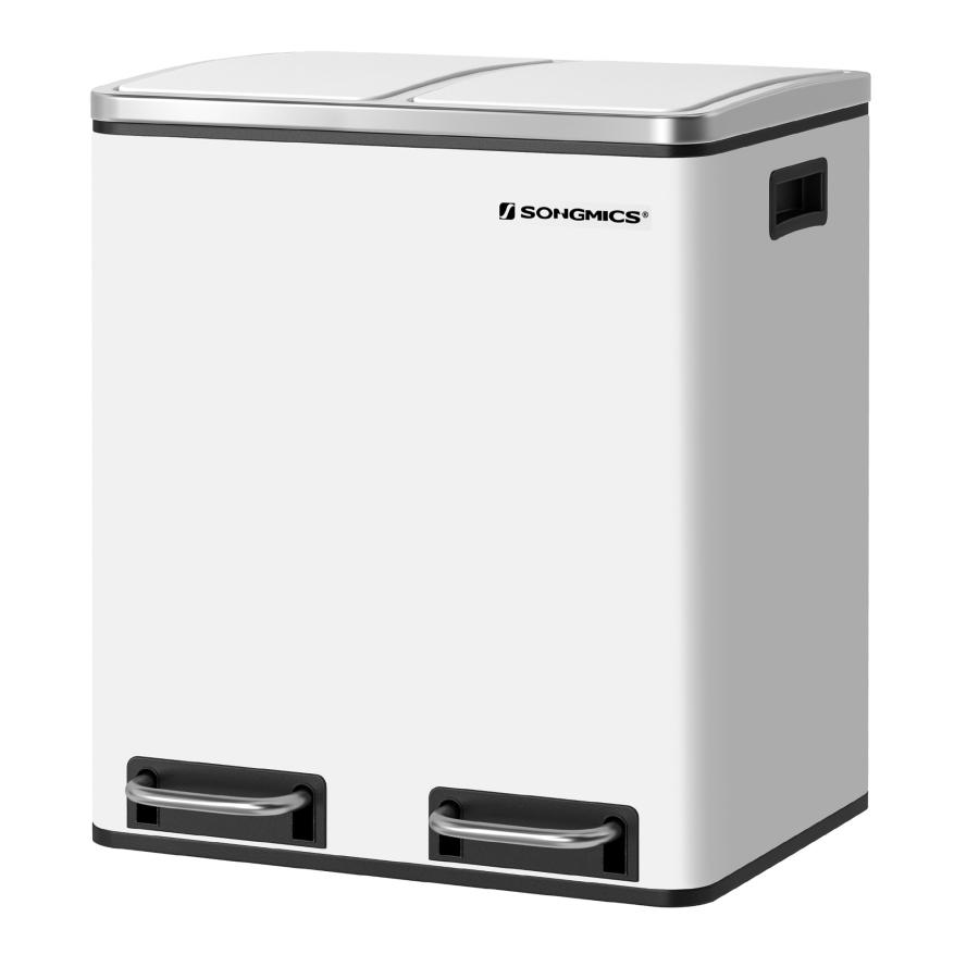 SONGMICS ゴミ箱 2x15L ペダル式 分別 蓋付き インナーバケット SONGMICS ゴミ箱 2x15L ペダル式 分別 蓋付き インナーバケット