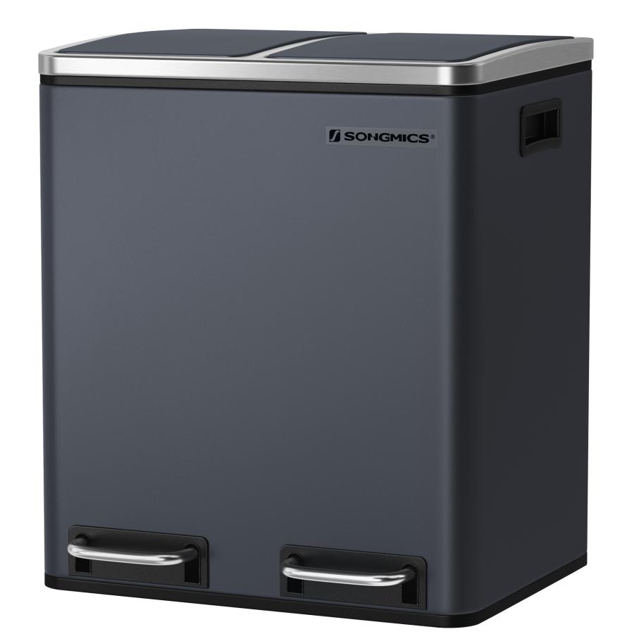 SONGMICS ゴミ箱 2x15L ペダル式 分別 蓋付き インナーバケット SONGMICS ゴミ箱 2x15L ペダル式 分別 蓋付き インナーバケット