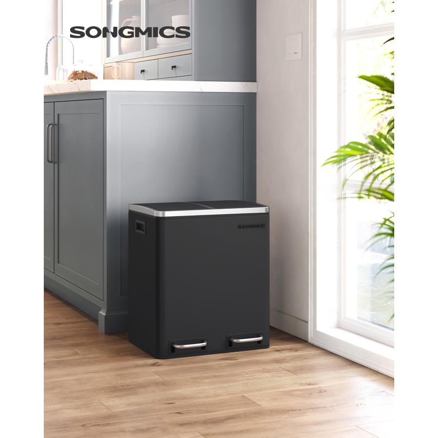 SONGMICS ゴミ箱 2x15L ペダル式 分別 蓋付き インナーバケット SONGMICS ゴミ箱 2x15L ペダル式 分別 蓋付き インナーバケット
