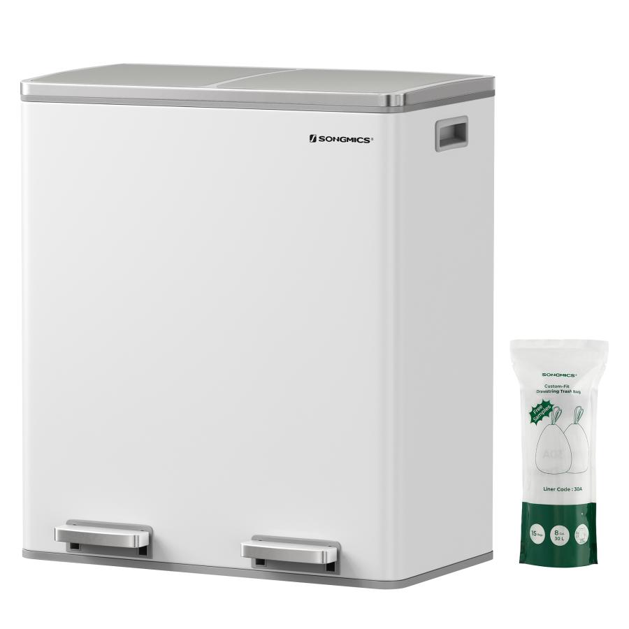 SONGMICS ゴミ箱 2分別 2x30L ダストボックス ペダル式 蓋付き SONGMICS ゴミ箱 2分別 2x30L ダストボックス ペダル式 蓋付き