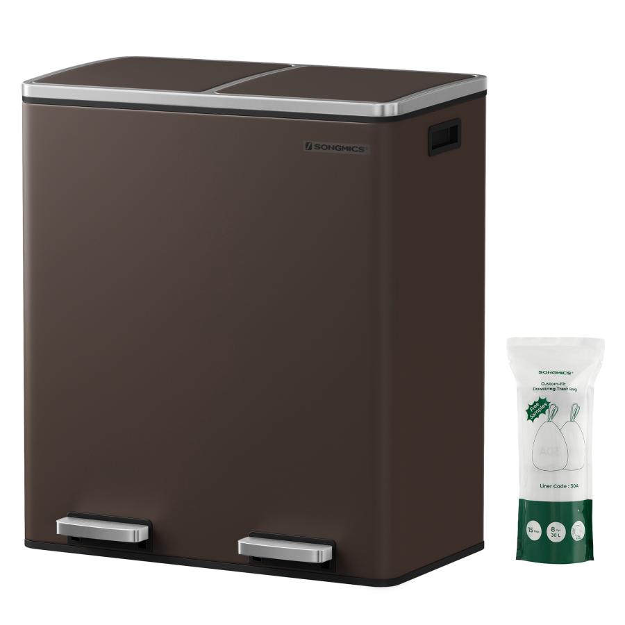 SONGMICS ゴミ箱 2分別 2x30L ダストボックス ペダル式 蓋付き SONGMICS ゴミ箱 2分別 2x30L ダストボックス ペダル式 蓋付き