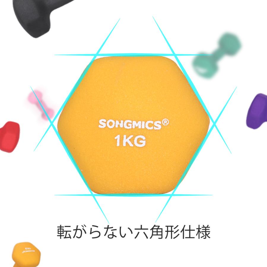 SONGMICS ダンベル 1kg 2個セット カラーダンベル 握りやすい 無臭素材