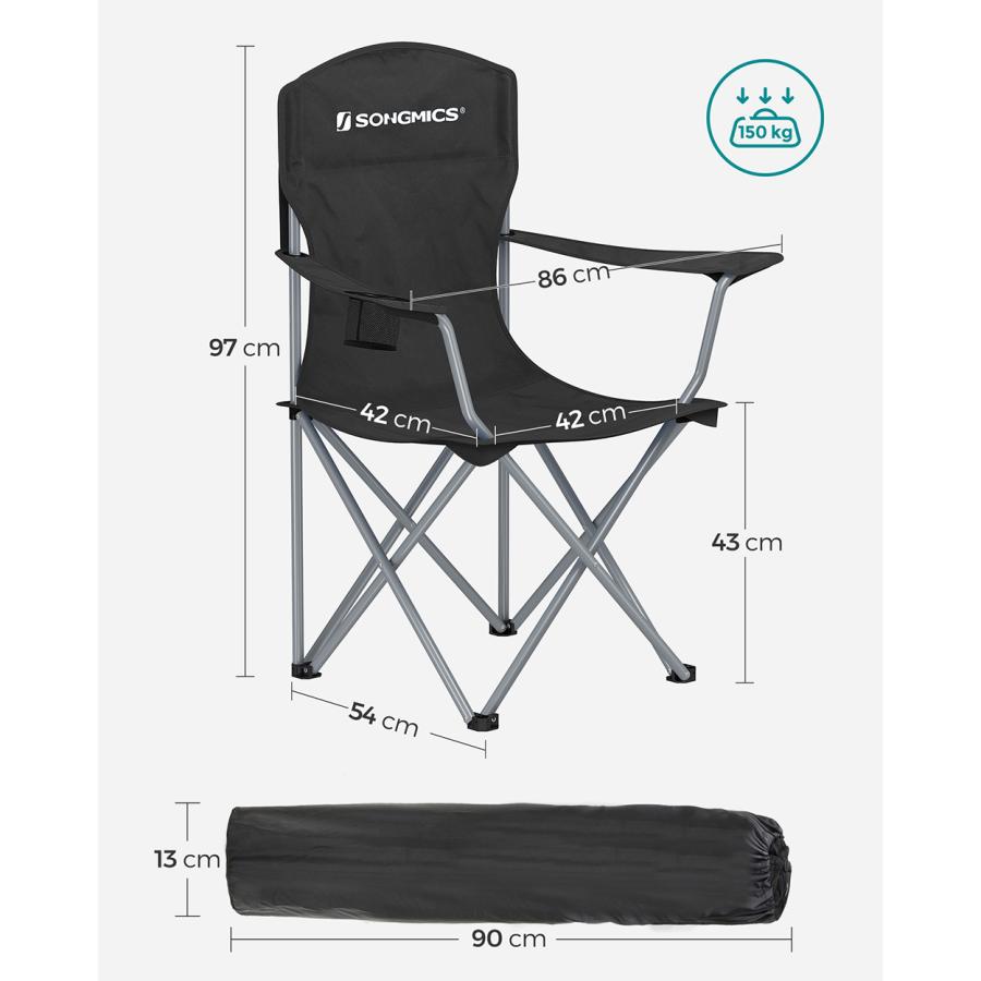 SONGMICS アウトドアチェア 2脚セット 耐荷重150kg ハイバック SONGMICS アウトドアチェア 2脚セット 耐荷重150kg ハイバック