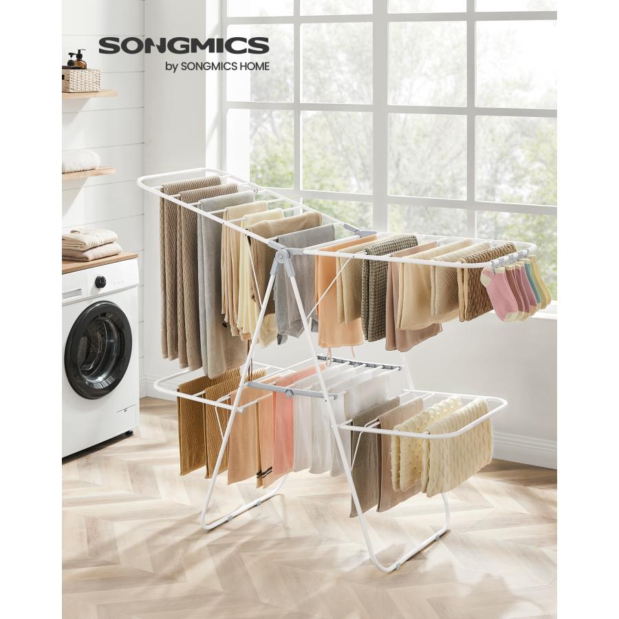 SONGMICS 物干しラック 室内 物干しスタンド 折り畳み 幅157cm 物干し 