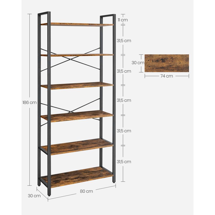 オープンラック 本棚 スチールラック  棚 ラック 6段 収納ラック オープンシェルフ  スリム 収納棚 整理棚 幅80×奥行30×高さ186CM 組立簡単 LLS082B01V1｜songmicsjp-store｜07