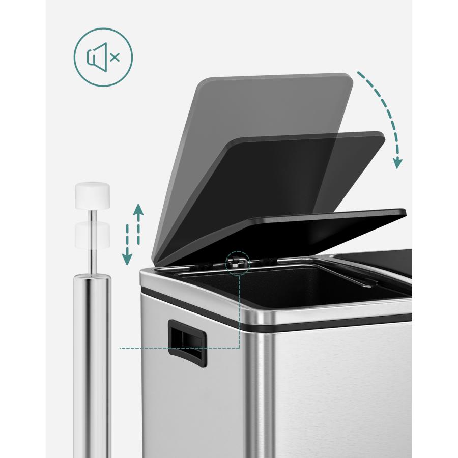 SONGMICS ゴミ箱 ダストボックス 2分別 ゴミ袋付き ペダル式 2x24L