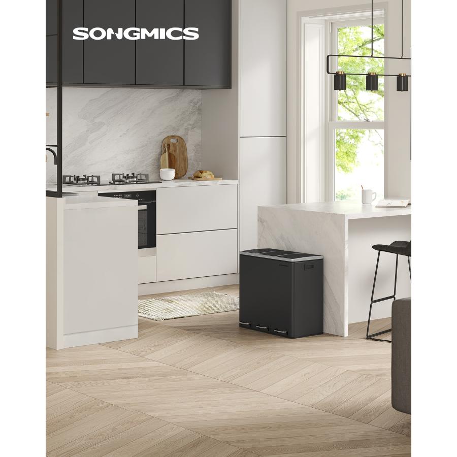 SONGMICS ゴミ箱 ペダル式 ダストボックス 3分別 蓋付き SONGMICS ゴミ箱 ペダル式 ダストボックス 3分別 蓋付き