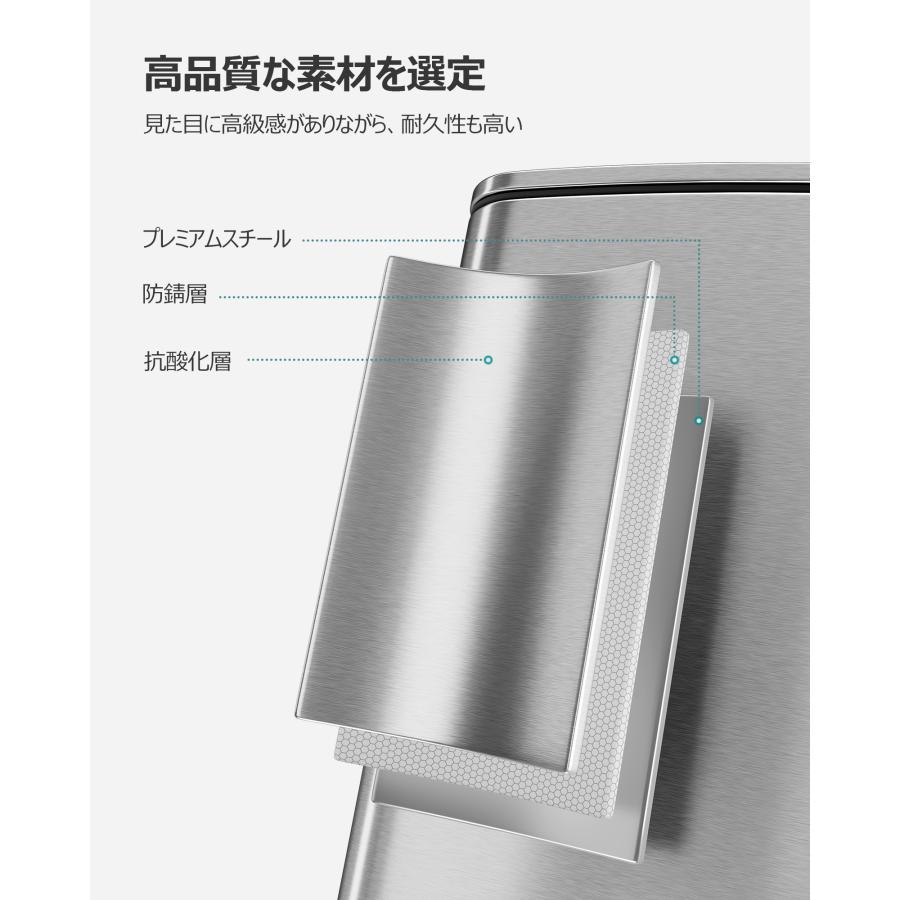 SONGMICS ゴミ箱 スリム 20L ペダル式 蓋付き ステンレス製