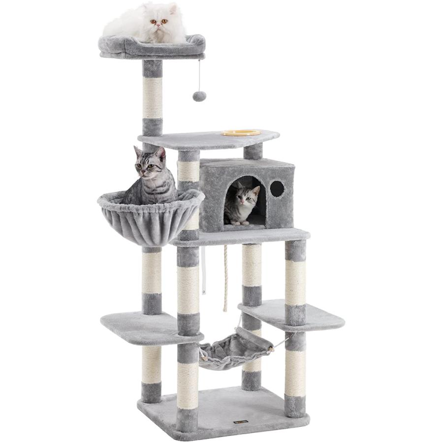 Feandrea キャットタワー巨大サイズ 大型猫 多頭飼い 食器付き 猫たわー太さ爪とぎ柱 Npct99w Npct99w Songmics Jp 通販 Yahoo ショッピング