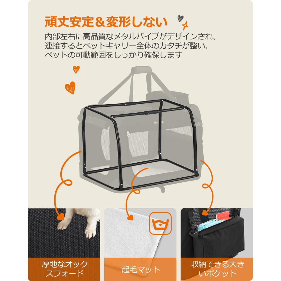 FEANDREA キャリーバッグ 大型犬 変形しないデザイン 犬 クレート