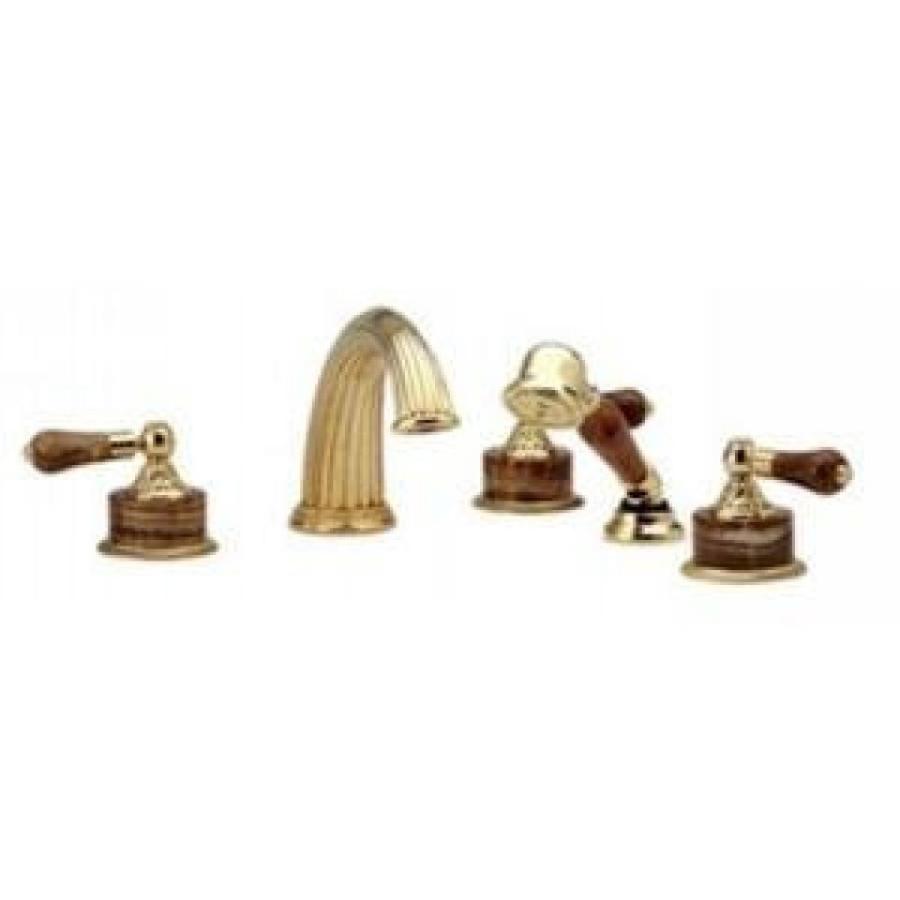 シャワーヘッド Phylrich K2241P1_003 - Versailles Deck Mounted Tub Set WHand Shower, Brown Onyx Handle
