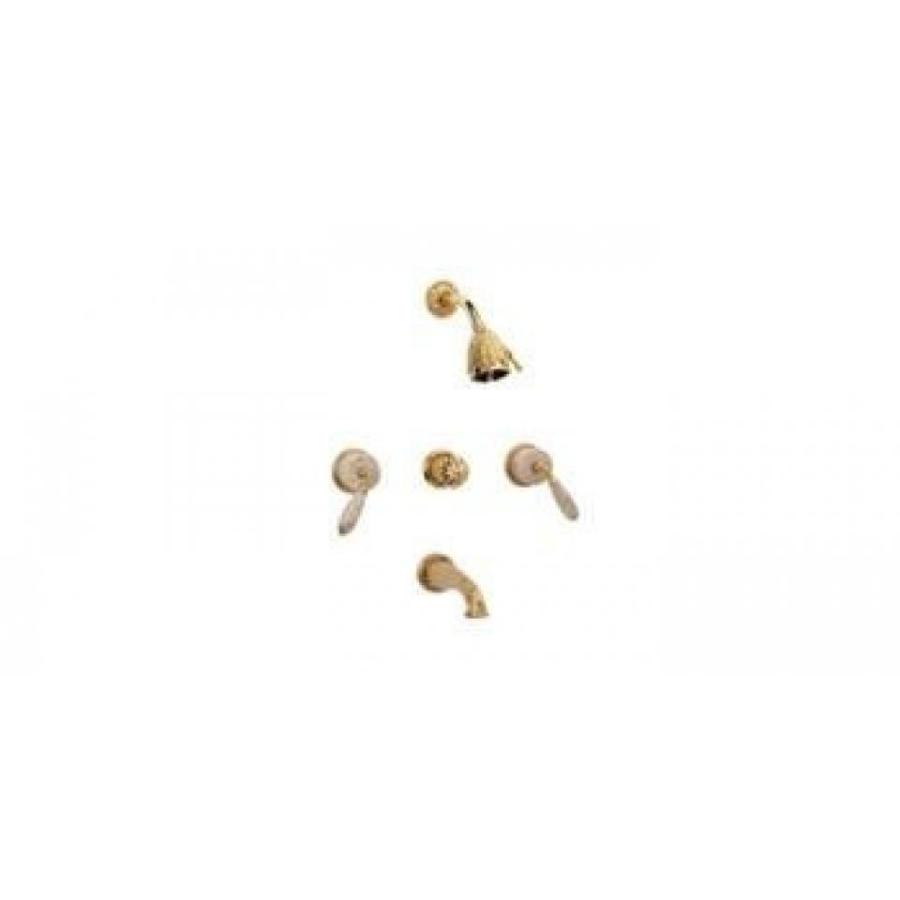 シャワーヘッド Phylrich K2338D_014 - Valencia Three Handle Tub and Shower Set Beige Marble Lever Handles