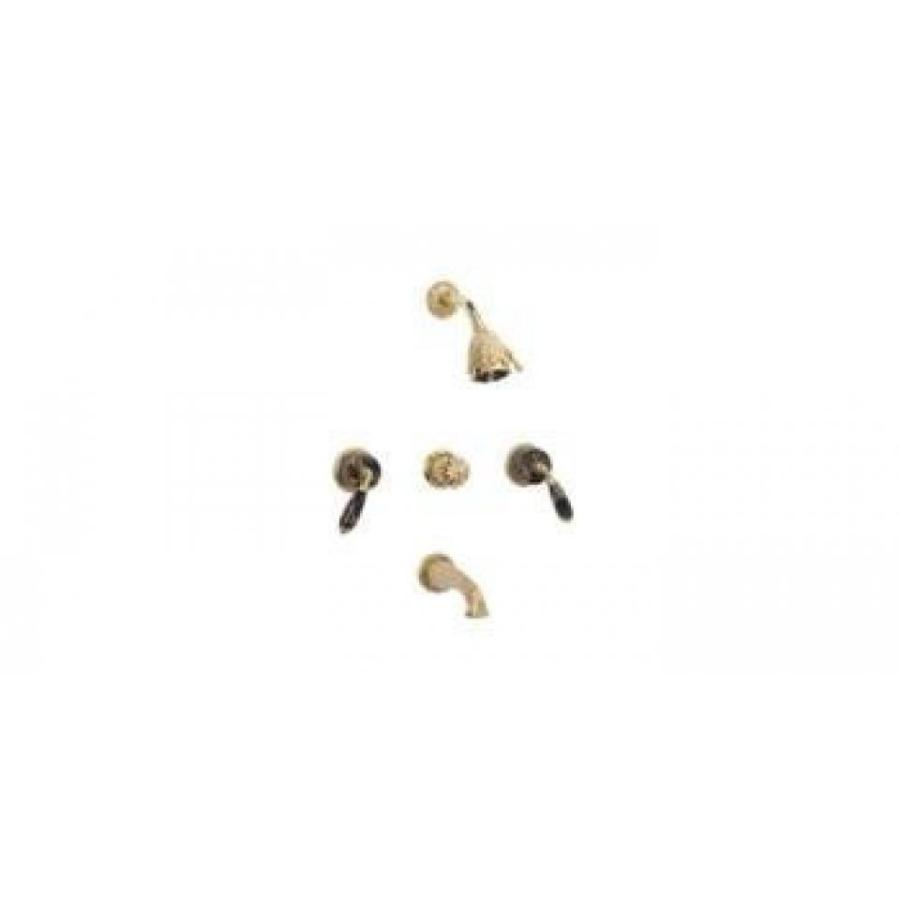 シャワーヘッド Phylrich K2338C_014 - Valencia Three Handle Tub and Shower Set Black Marble Lever Handles