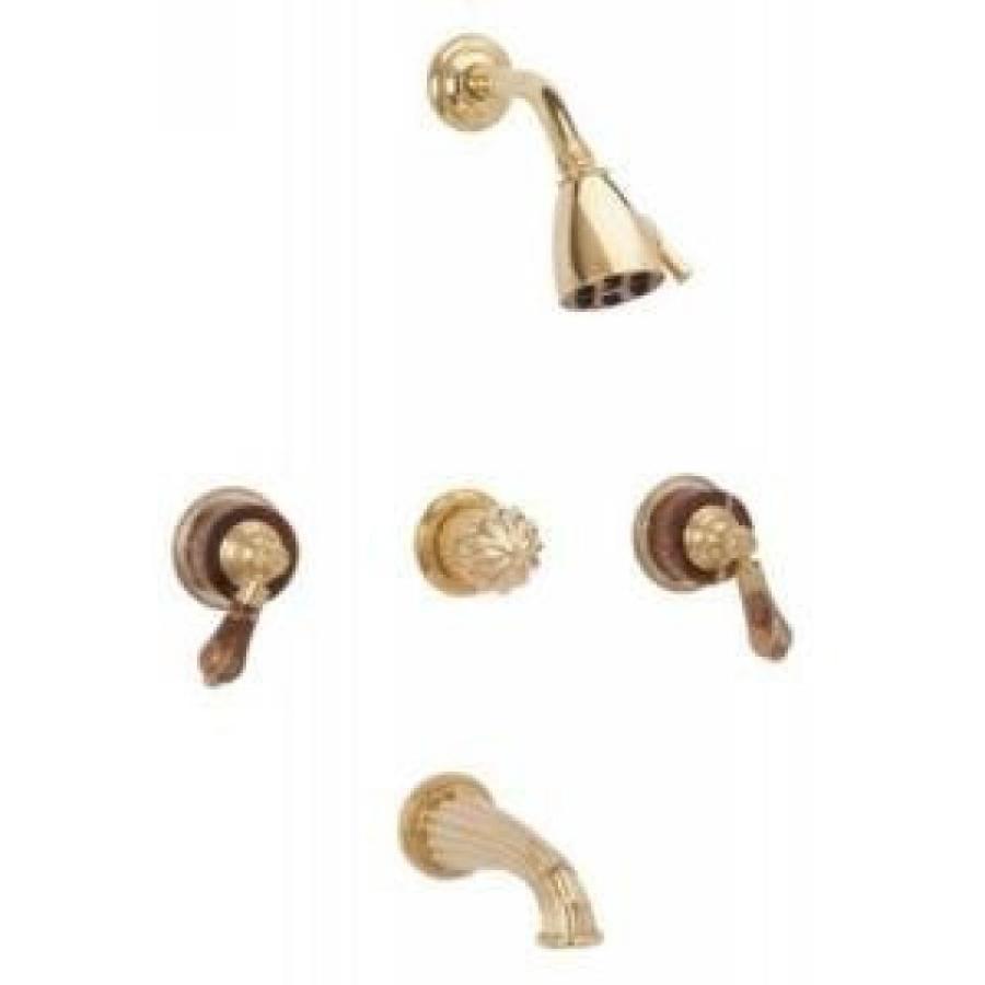 シャワーヘッド Phylrich K2271_15A - Regent Three Handle Tub and Shower Set, Brown Onyx Handle