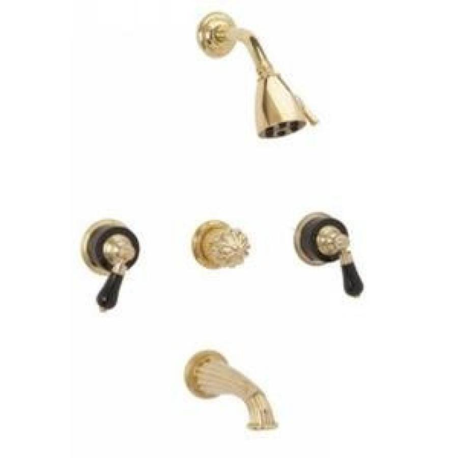 シャワーヘッド Phylrich K2274_026 - Regent Three Handle Tub and Shower Set, Black Onyx Handle