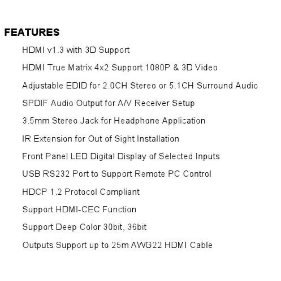 ホームシアター ViewHD Prosumer 3D HDMI 4x2 True Matrix Full Size Metal Jacket Construction (The BEST HDMI 4x2 Matrix on the Market!)｜sonicmarin｜02