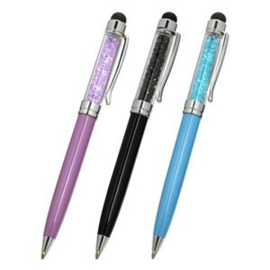 2 in 1 PC Bluecell Pack of 3 pcs Crystal Pattern 2 in 1 Multi Touch LCD Screen Stylus Styli with Ball Point Pen for Apple iPhone 5 4s 4 3GS iPad