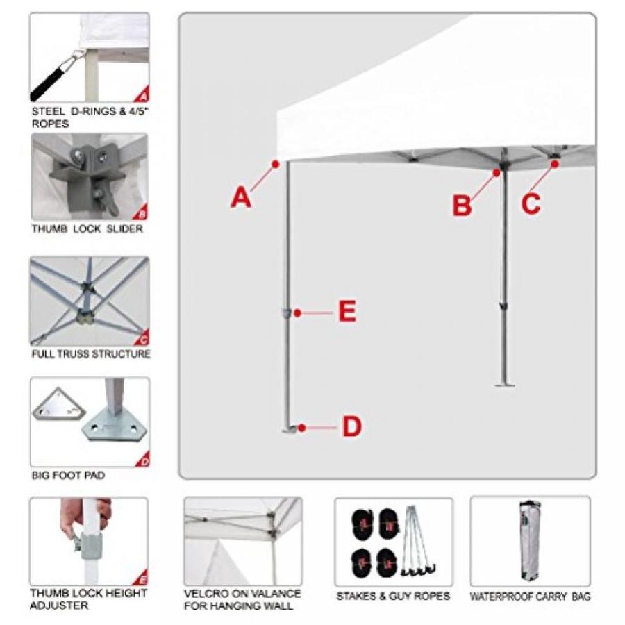 テント New Eurmax Basic 8x8 Ft Ez Pop up Canopy Wedding Gazebo Outdoor Tent+4 Removable Zipper End Sidewalls with Deluxe Carry Bag (White)｜sonicmarin｜06