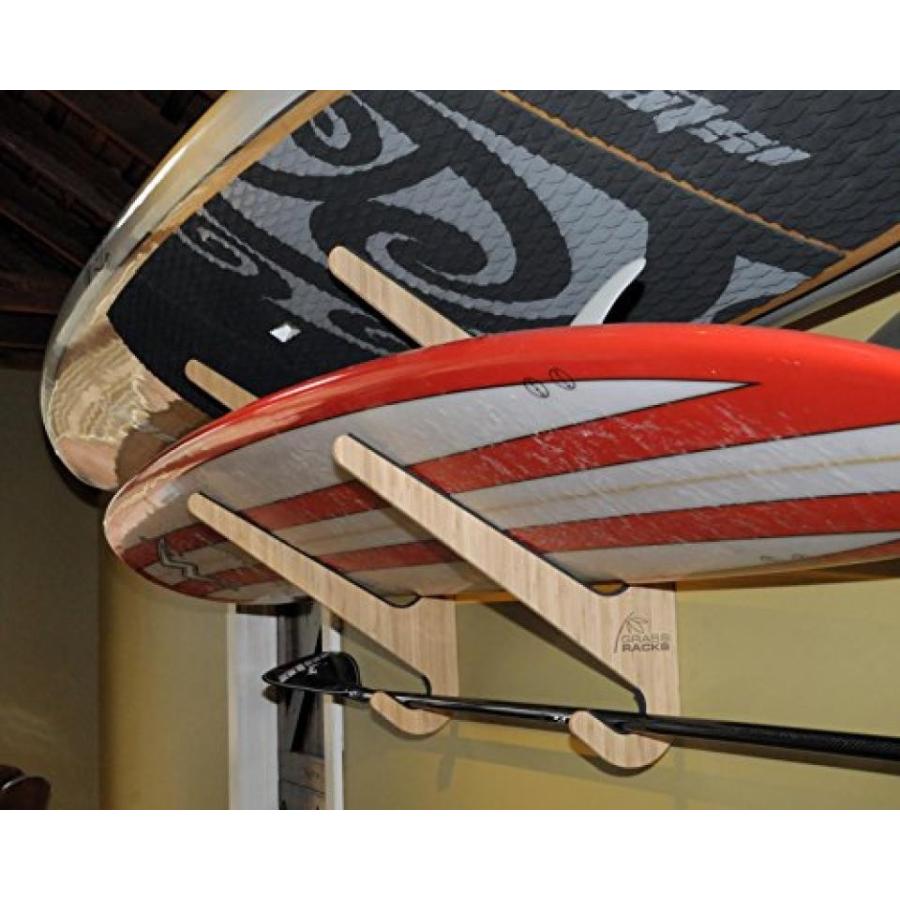 サーフィン Bamboo Paddleboard Rack for 2 SUPs or Longboards - Grassracks O'ahu Duo｜sonicmarin｜03