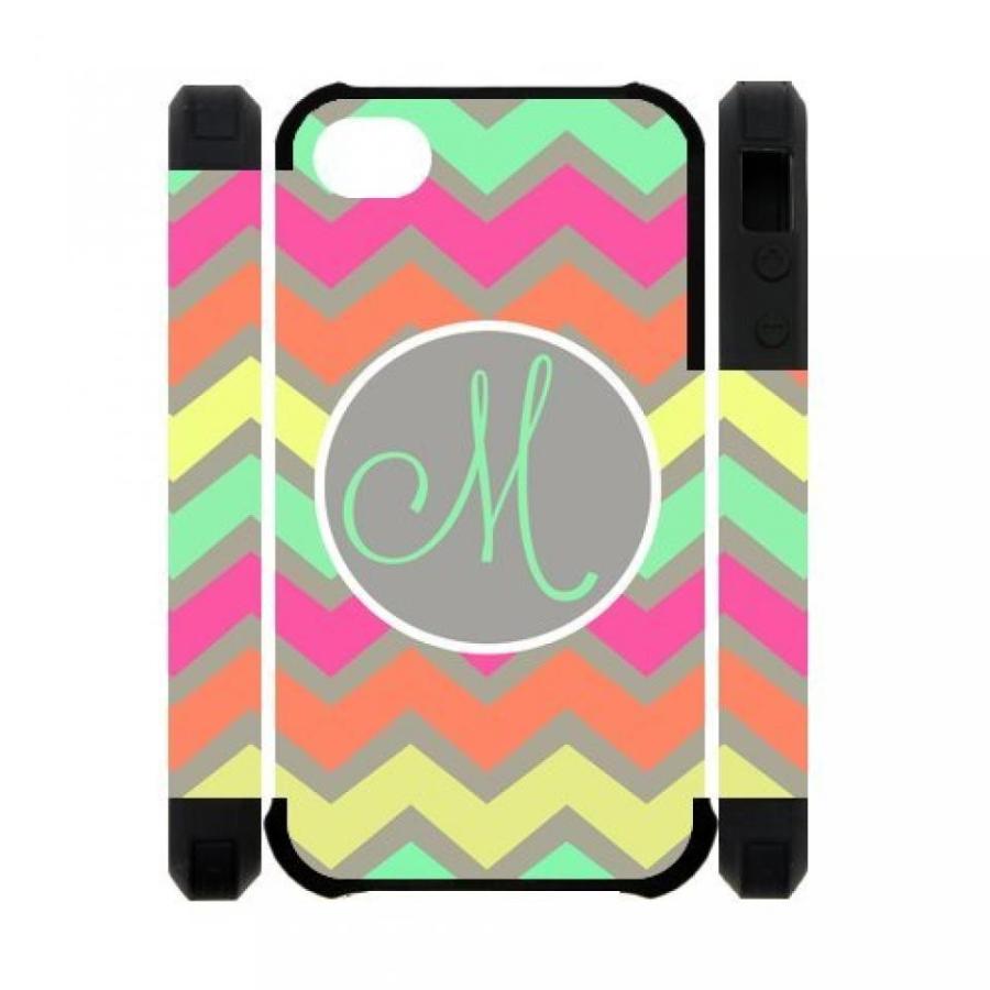 2 in 1 PC Monogrammed Multicolored Pastel Chevron With Initials Monogram Personalized APPLE IPHONE 44S PVC CaseCover New Fashion, Best Gift｜sonicmarin