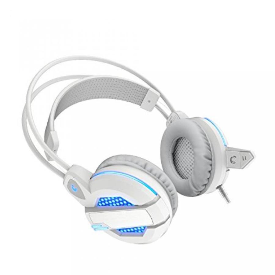 ヘッドセット Comanro CM800 Cool Backlight White & Black Gaming Headphone with Mic Stereo for pc(white)