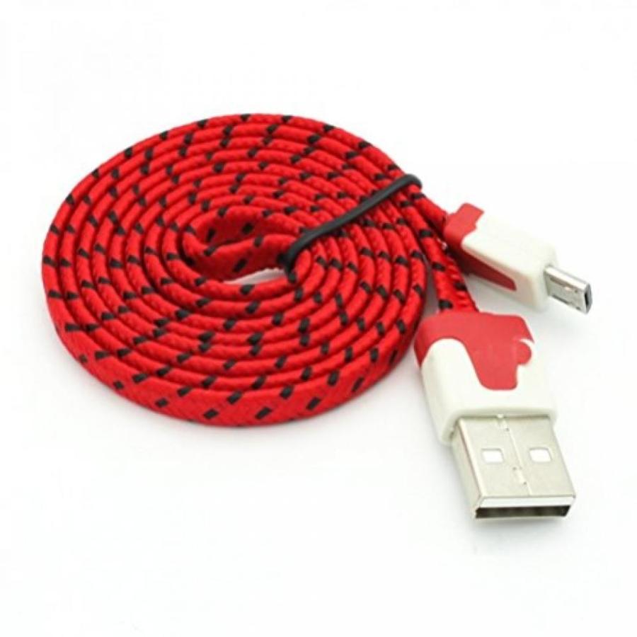 2 in 1 PC RED 3ft Flat Braided Micro USB Data Cable Power Wire for  Kindle, DX, Fire, Fire HD 6, HD 7 8 10 - Fire HD 8.9, HD8, HD10, Kids Edition -｜sonicmarin｜02