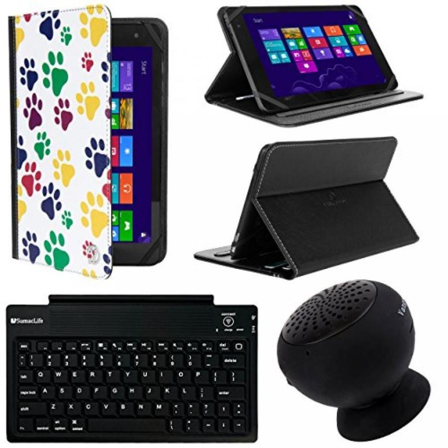 ヘッドセット VanGoddy Mary 2.0 Standing Portfolio Case for Double Power Dopo DPM1081 10.1 inch Tablet with Black Bluetooth Speaker, Colorful Dog Paw