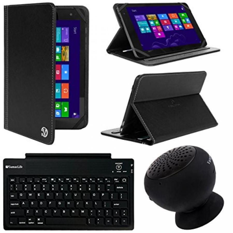 ヘッドセット VanGoddy Mary 2.0 Standing Portfolio Case for Ematic 9 to 10.1 inch Android & Windows Tablets with Black Bluetooth Speaker, Black