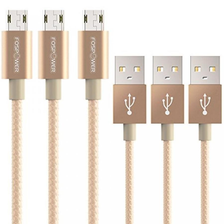 2 in 1 PC FosPower Reversible Micro USB to USB 2.0 Cable - [Nylon Braided Jacket | Aluminum Housing] High Speed Sync & Charge Data Cable - Gold