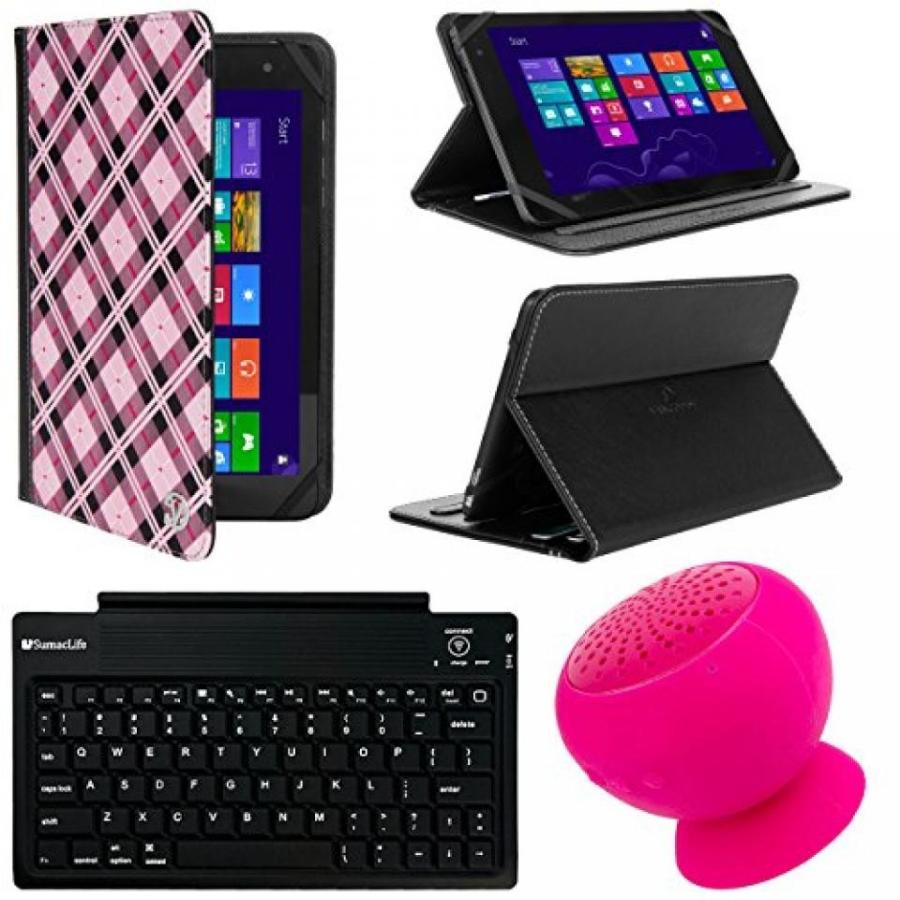 ヘッドセット VanGoddy Mary 2.0 Standing Portfolio Case for DigiLand 10.1 inch Tablets with Pink Bluetooth Speaker, Pink Checker