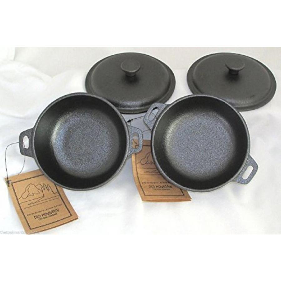 ミキサー 2 Cup Mini Dutch Oven,Cast Iron,Old Mountain, Pre-Seasoned wDome Lid Set of 2