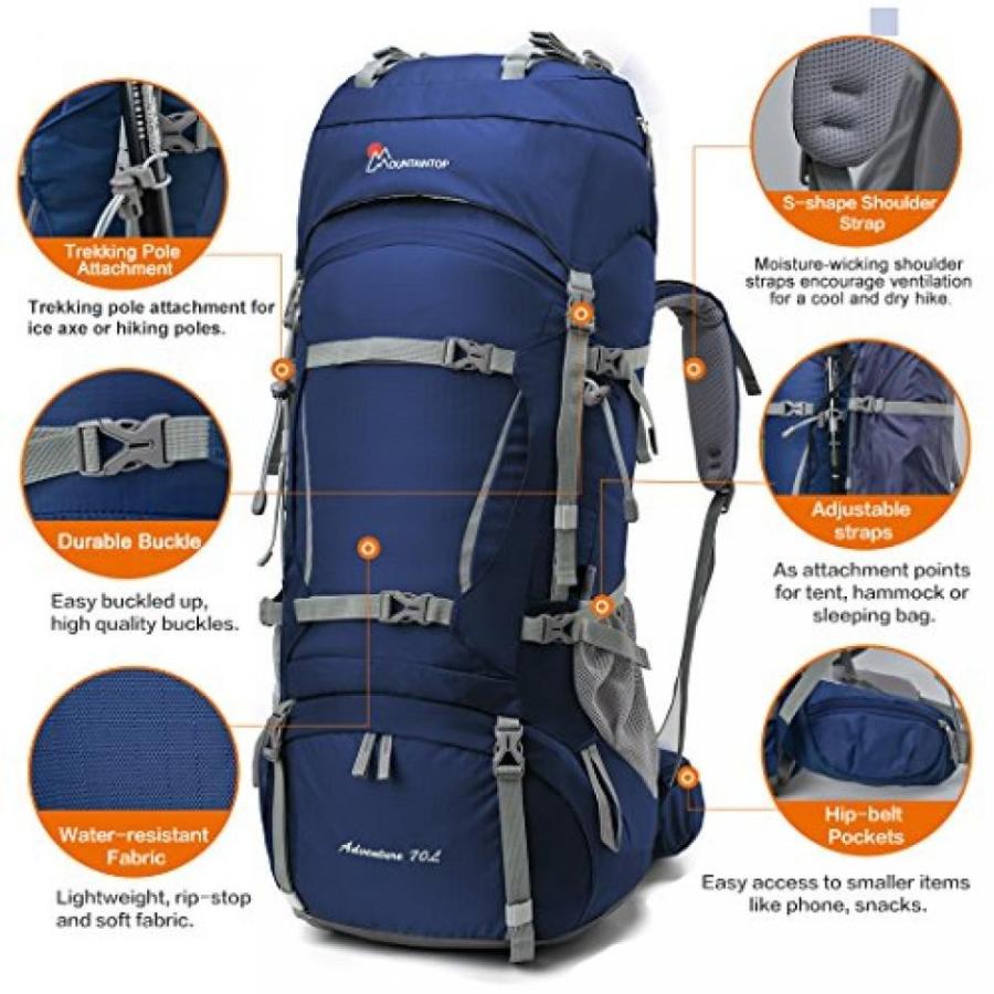 テント Mountaintop 70L+10L Outdoor Sport Water-resistant Internal Frame Backpack｜sonicmarin｜06