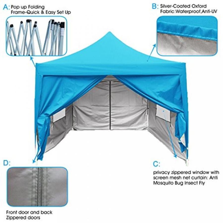 テント Quictent Privacy 8'x8' Blue EZ Pop Up Party Tent Canopy Gazebo Mesh Curtain Waterproof｜sonicmarin｜06