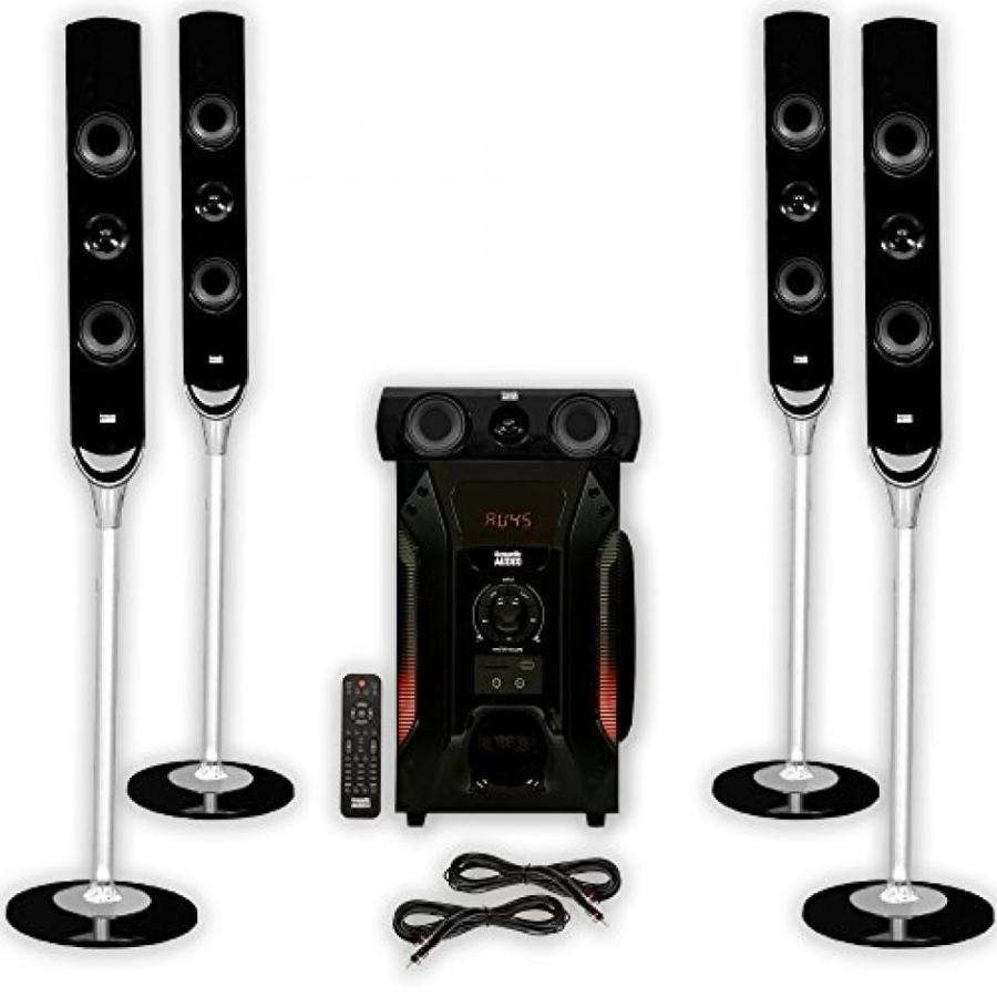 ホームシアター Acoustic Audio AAT1000 Tower 5.1 Home Speaker System with Powered Sub and 2 Extension Cables｜sonicmarin