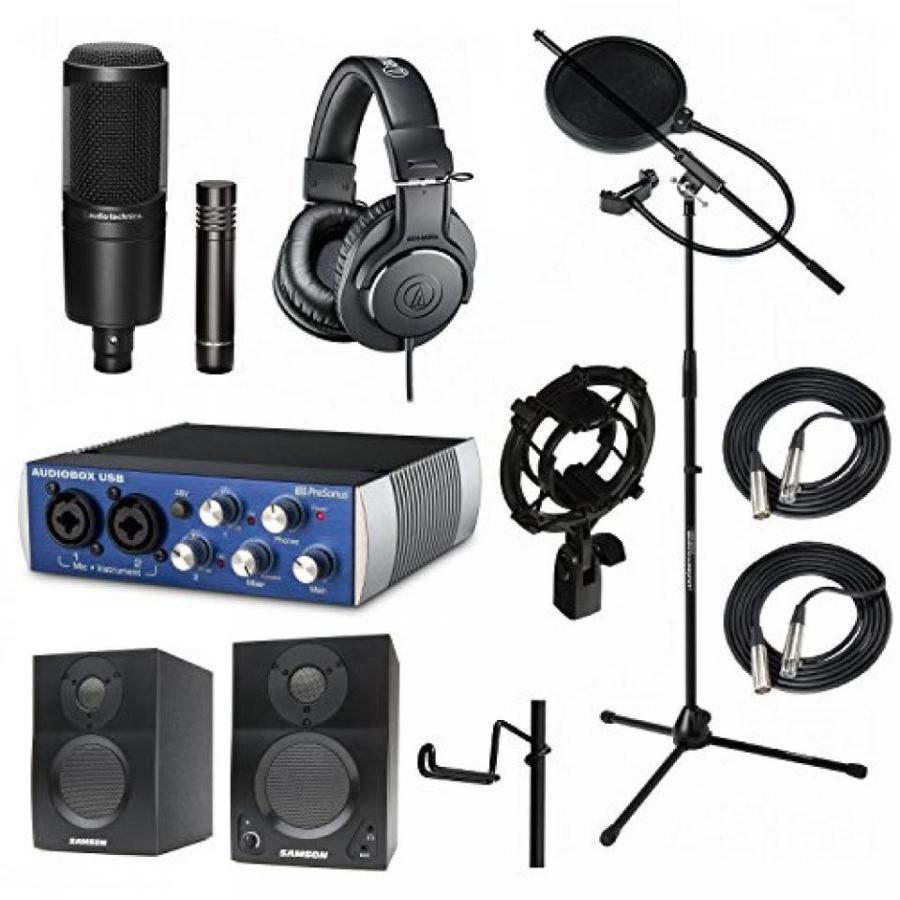 通常送料無料 ブルートゥースヘッドホン Home Recording Studio Bundle Audio Technica AT2041SP ATH-M20x AT8458 Stand Presonus AudioBox USB Samson Media ONE BT3