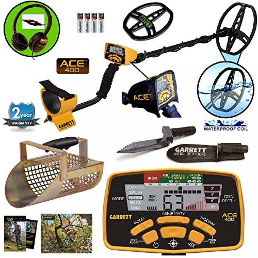 金属探知機　Garrett　ACE　400　Metal　Metal　and　Digger　DD　Detector　with　Scoop,　Coil,　Edge　Waterproof