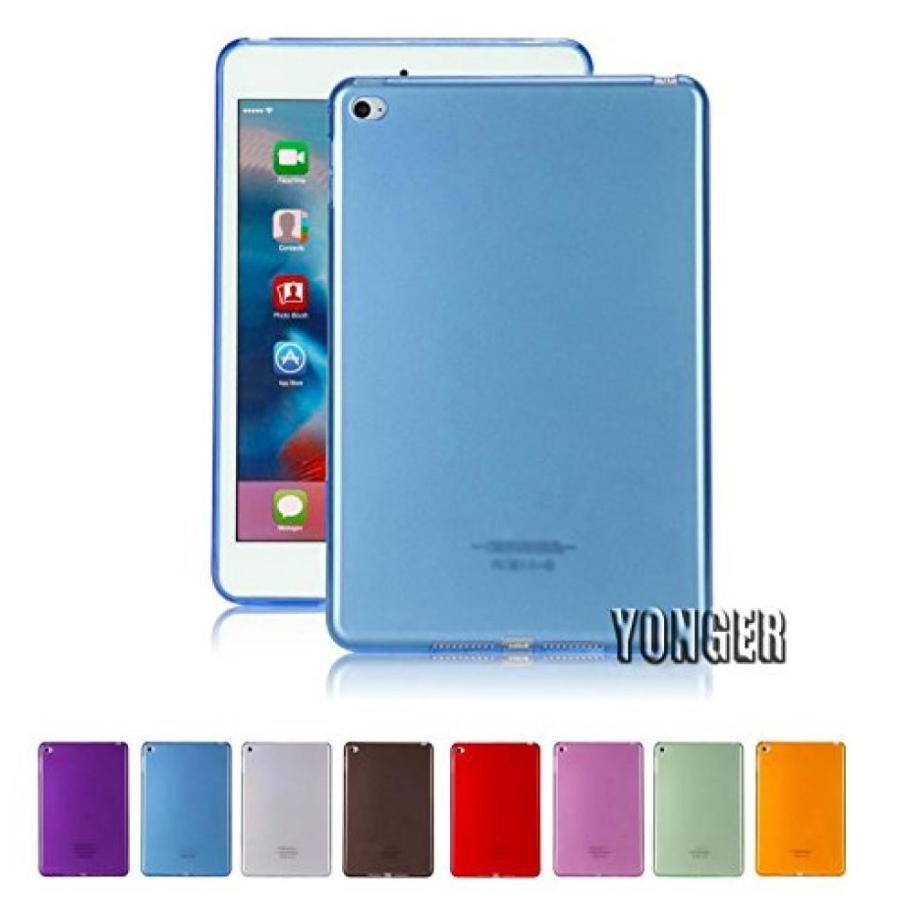 2 in 1 PC Yonger Transparent Slim Profile Silicon Cover Soft TPU Tablet Computer Case for Apple iPad air 2，iPad 6 Blue