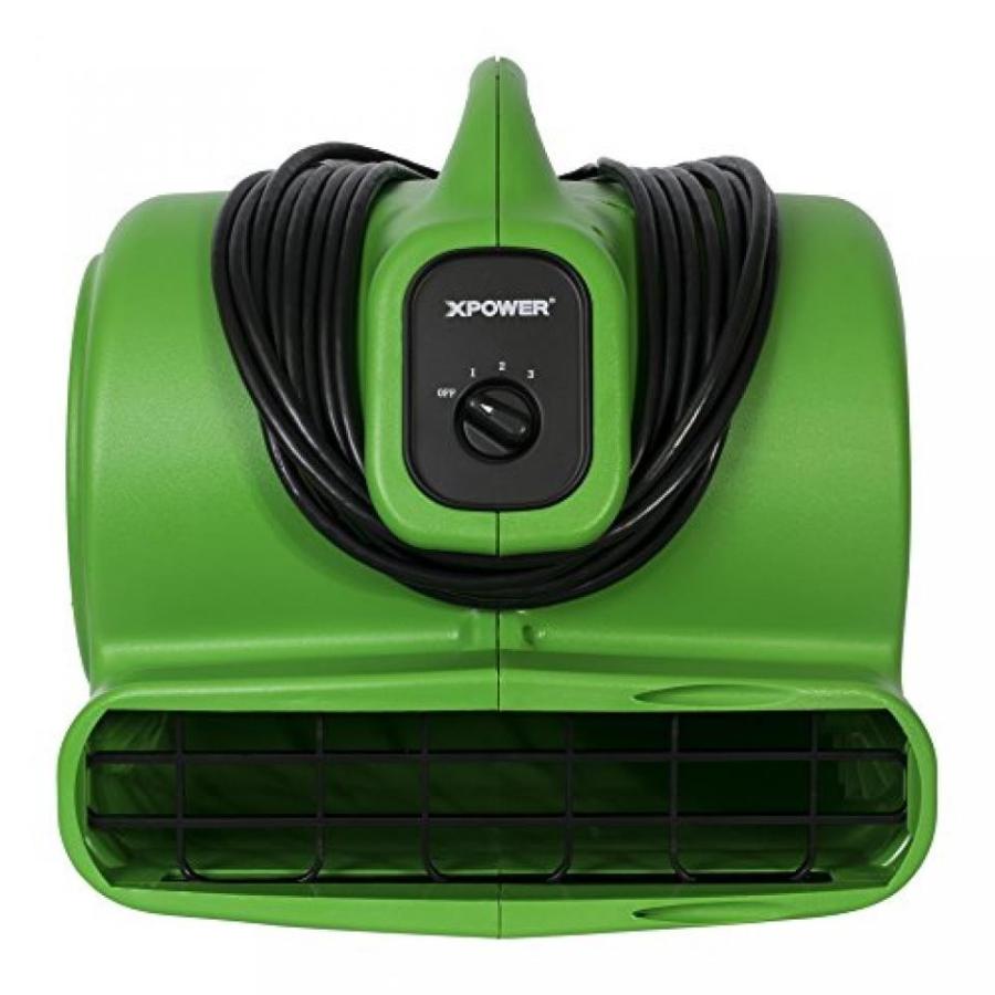 お得なまとめ買い 電子ファン XPOWER X-600A 13 HP 3.8 Amp 2400 CFM 3 Speed Air Mover with GFCI Outlets Green