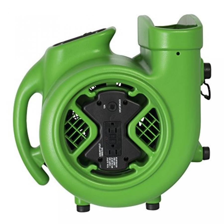 お得なまとめ買い 電子ファン XPOWER X-600A 13 HP 3.8 Amp 2400 CFM 3 Speed Air Mover with GFCI Outlets Green