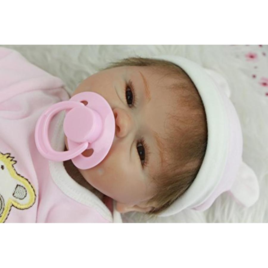 幼児用おもちゃ Brown Eyes Reborn Baby Girl Doll 17 Inch 43 cm Lifelike Newborn Silicone Babies Realistic Dolls Toy Kids Birthday Xmas Gift｜sonicmarin｜05