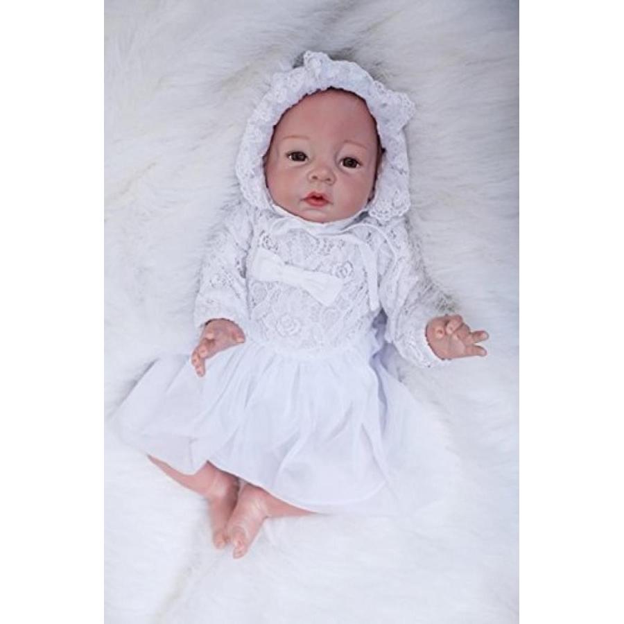 幼児用おもちゃ Cute 20 Inch Reborn Baby Dolls Lifelike Silicone Newborn Babies Real Touch Vinyl Toy With White Dress Kids Birthday Xmas Gift｜sonicmarin｜06